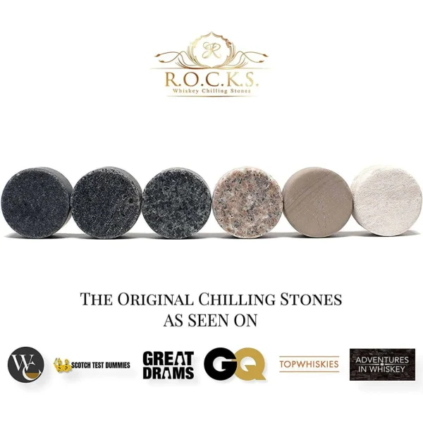 The Original ROCKS Whiskey Chilling Stones - Set of 6 Granite Stones - Image 2