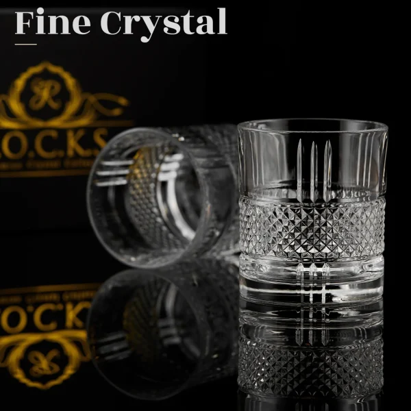 Crystal Whiskey Glasses - Set of 2 Reserve Glass Tumblers (11.5oz) - Image 2